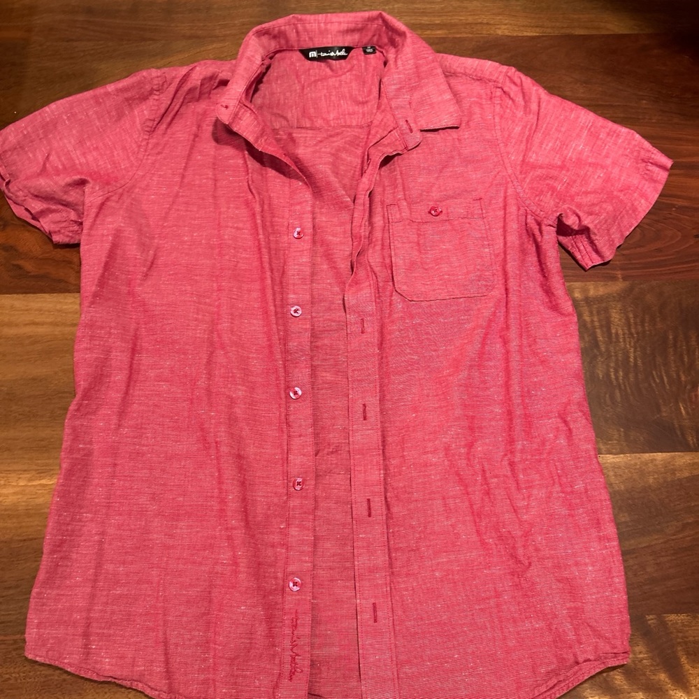 adidas Casual Red Button Down Shirt